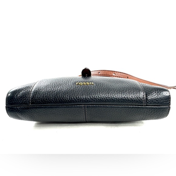 Fossil Black Pebbled Leather Small Crossbody Bag Brown Leather Trim shs1938 - Picture 5 of 12